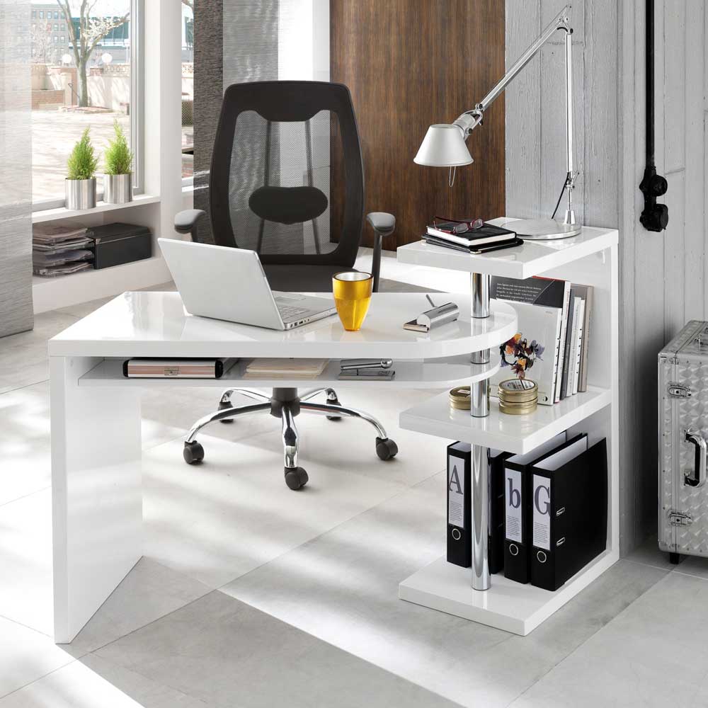 Schreibtisch Mia in Weiß Hochglanz