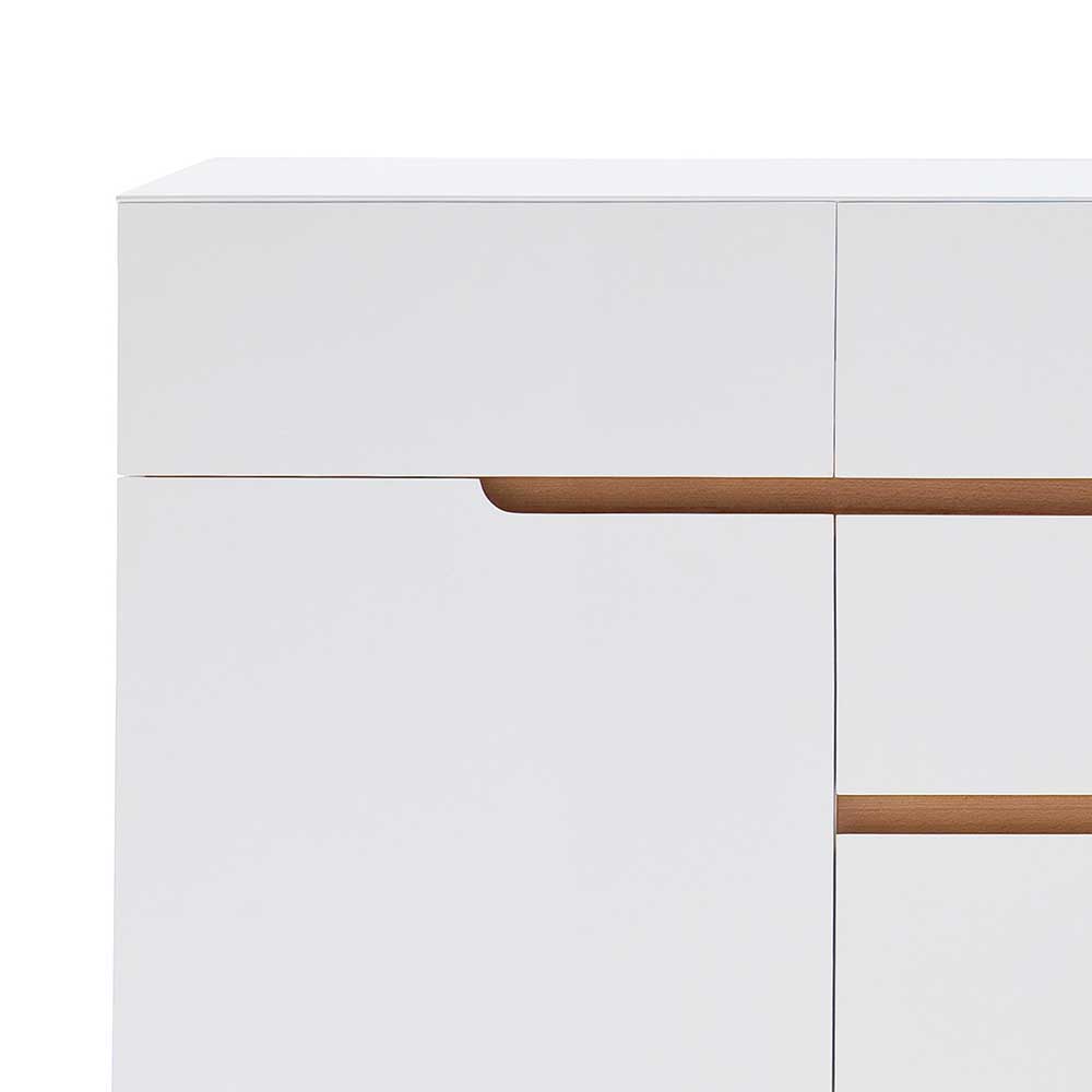 Retro Style Sideboard in Weiß & Eiche Aiola 169cm breit