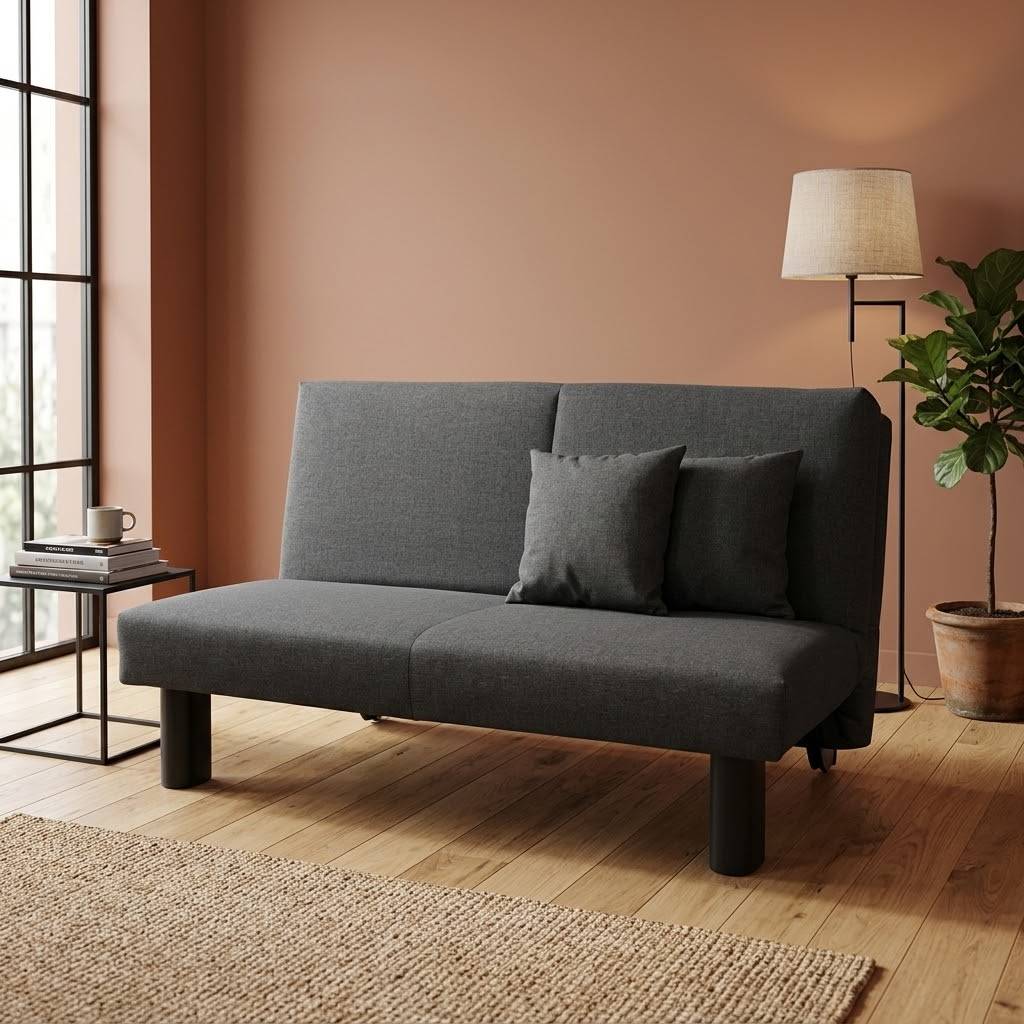 Schlafsofa ohne Armlehnen in Dunkelgrau - Jandusc