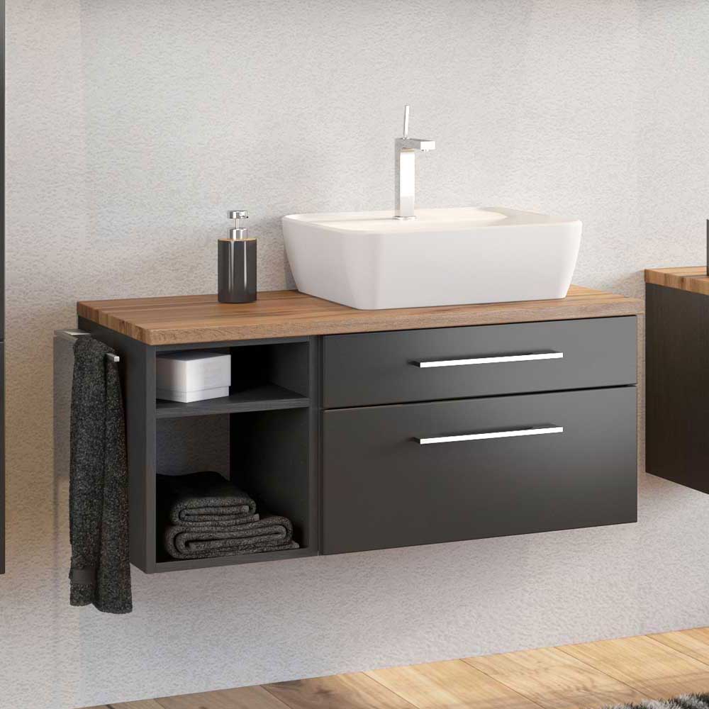 100x54x48 Waschtisch Konsole In Grau Wildeiche Mit Aufsatzbecken Wei 