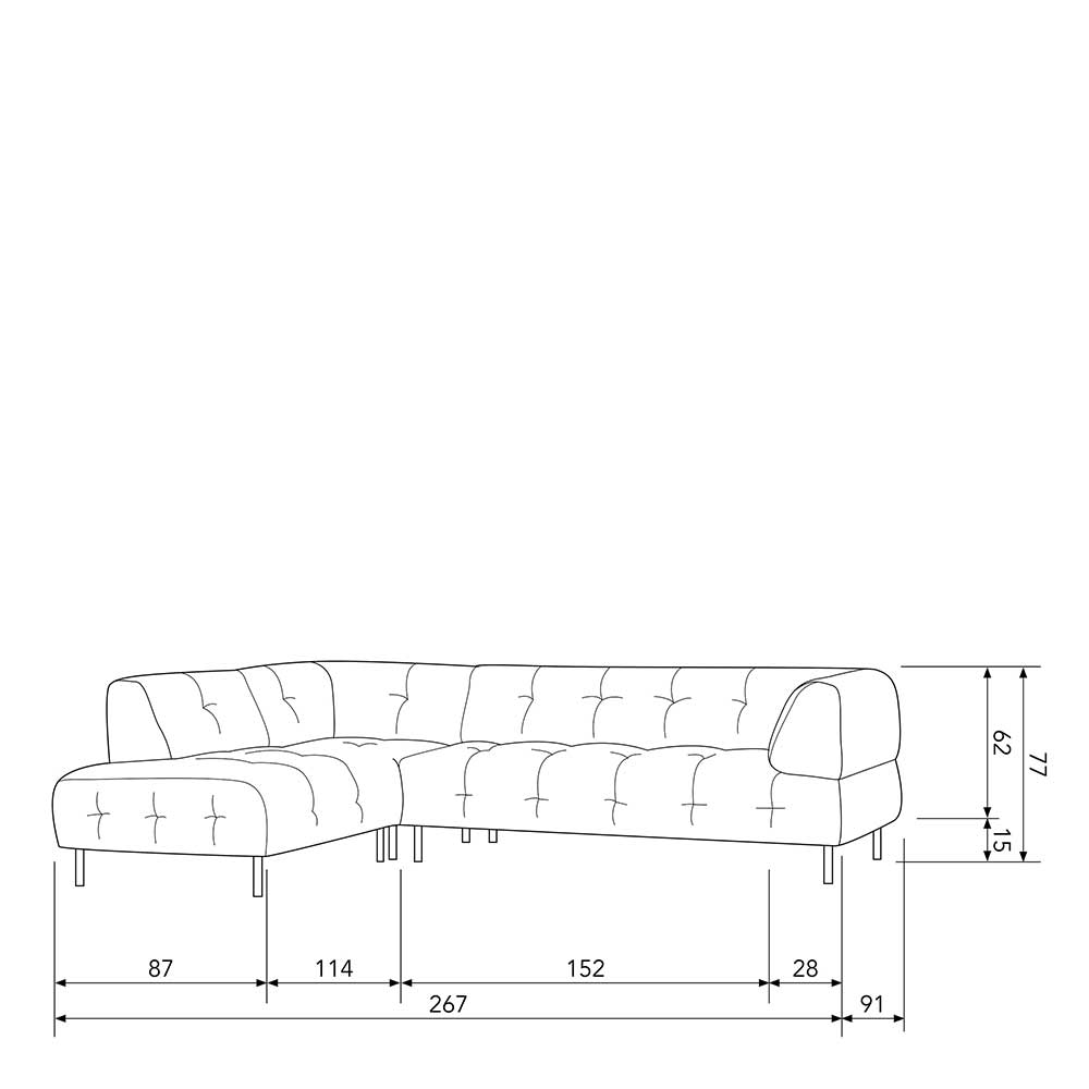 L-Form Couch in Hellbraun Samtbezug - Ulrike