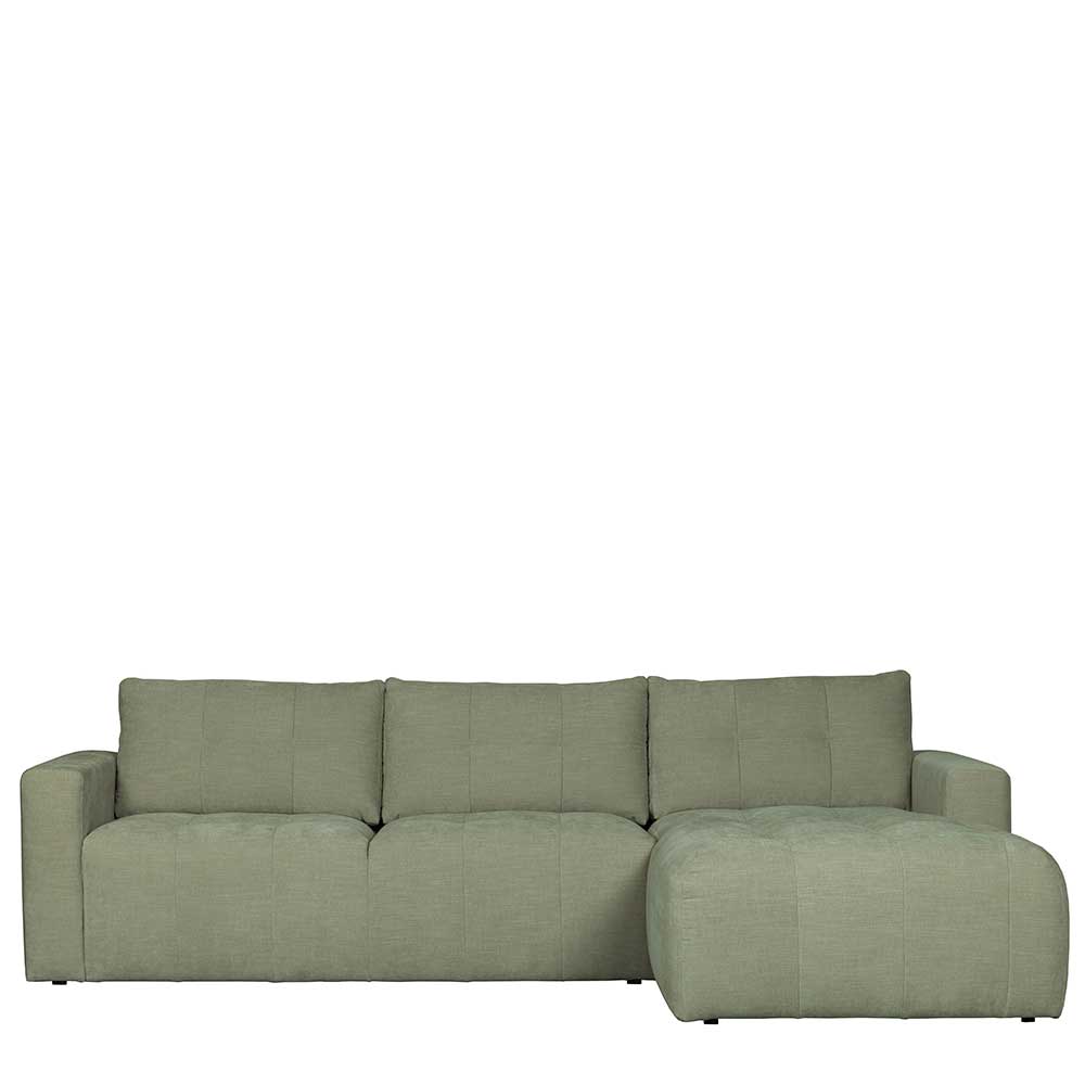 Couch in L-Form in Graugrün Stoff - Kutas