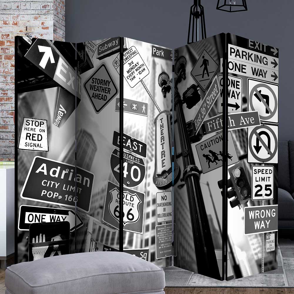 Mobile Trennwand mit New York Schilder Motiv - Aurach