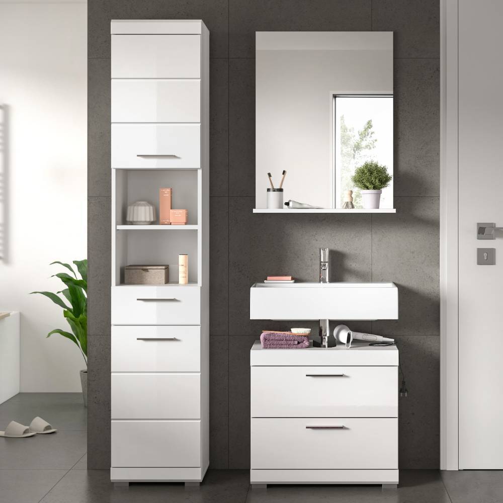 Weißes Badmöbelset modern - Henriette (dreiteilig)