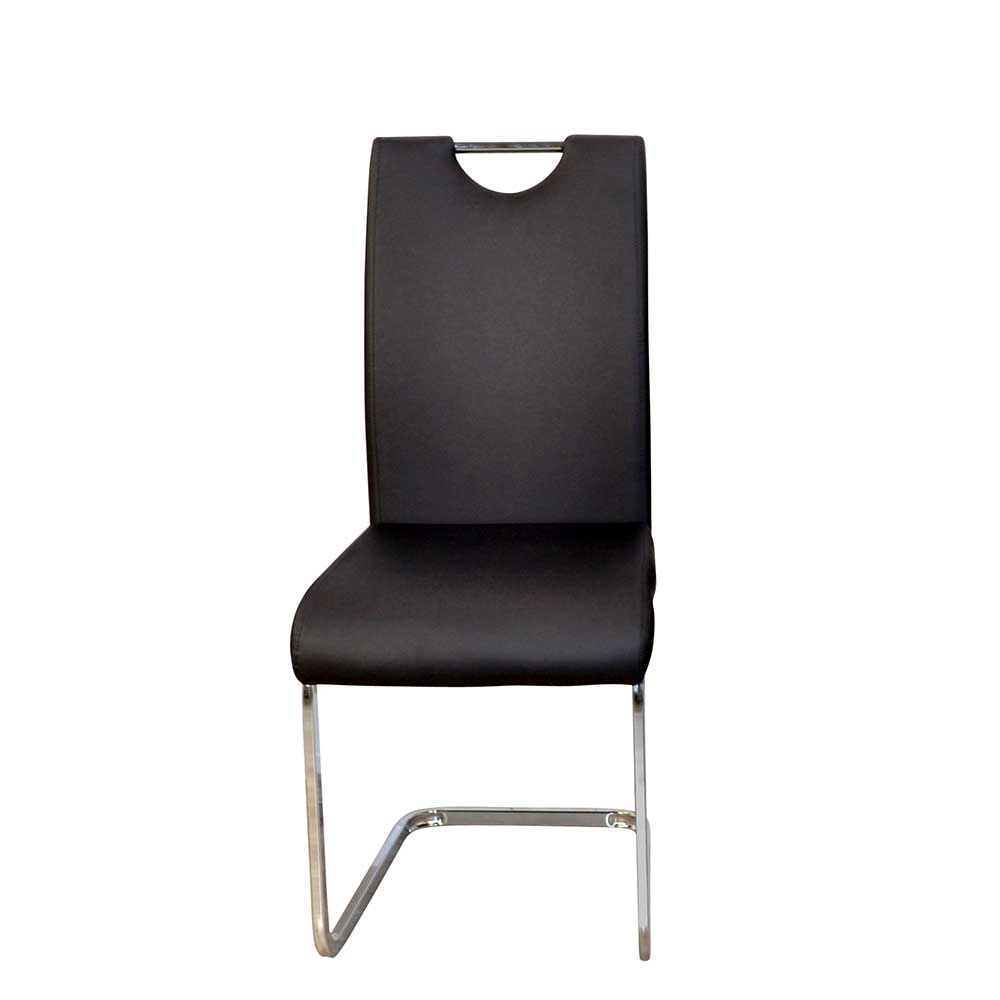 Schwarze Kunstleder Stühle mit Schwinggestell - Taranta (4er Set)