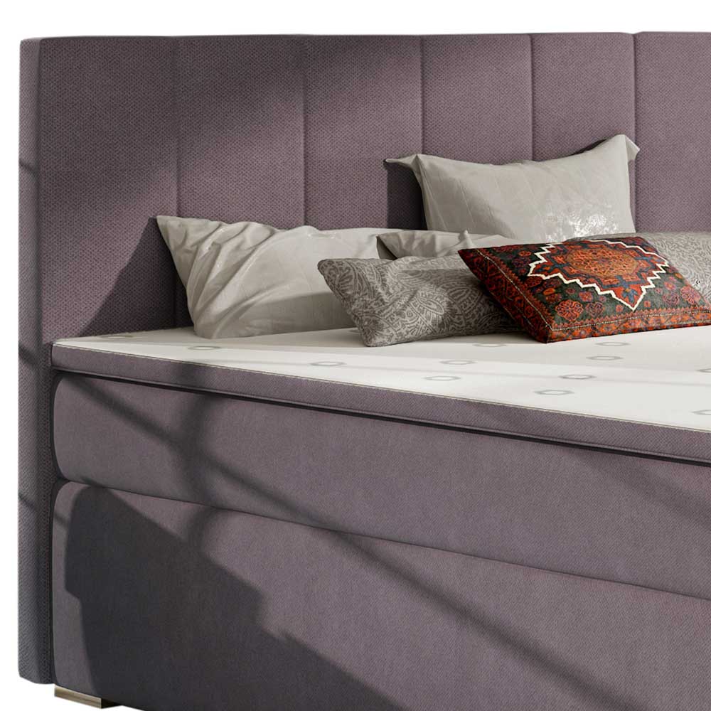 Komplettbett mit Bezug aus Struktursamt in Mauve - Lagon