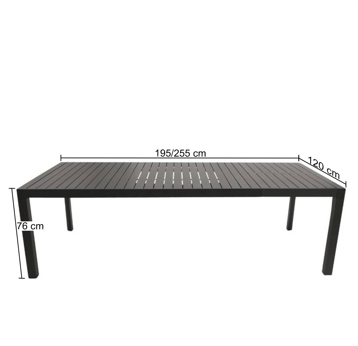 Ausziehbarer Gartentisch in Anthrazit - Taba