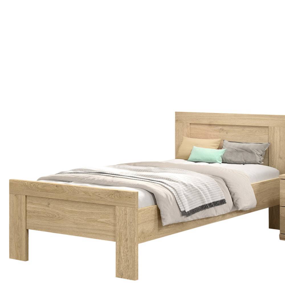 Modernes Jugendbett aus heller Eiche mit stabilem Kopfteil und Lattenrost – Choice