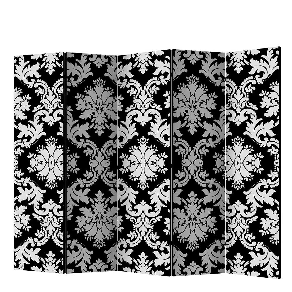Paravent mit Ornament Muster in Schwarz Weiß - Metallin