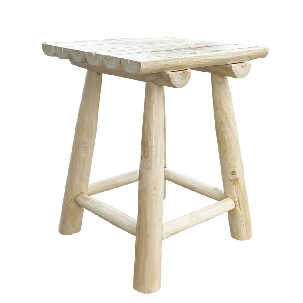 Quadratischer Hocker aus Teak Massivholz - Betty