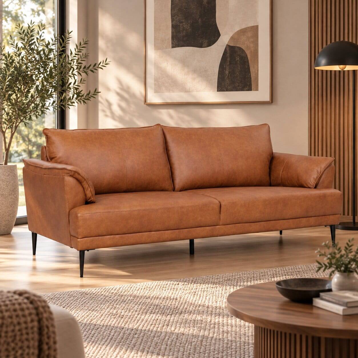 Federkern Wohnzimmersofa aus Echtleder - Zierra