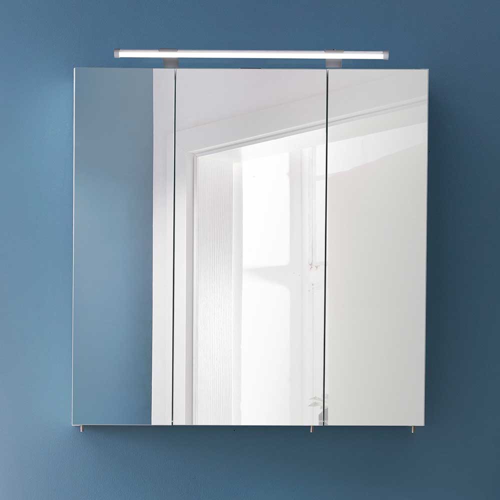 3-türiger Spiegelschrank mit Aufsatzleuchte LED - Vannah