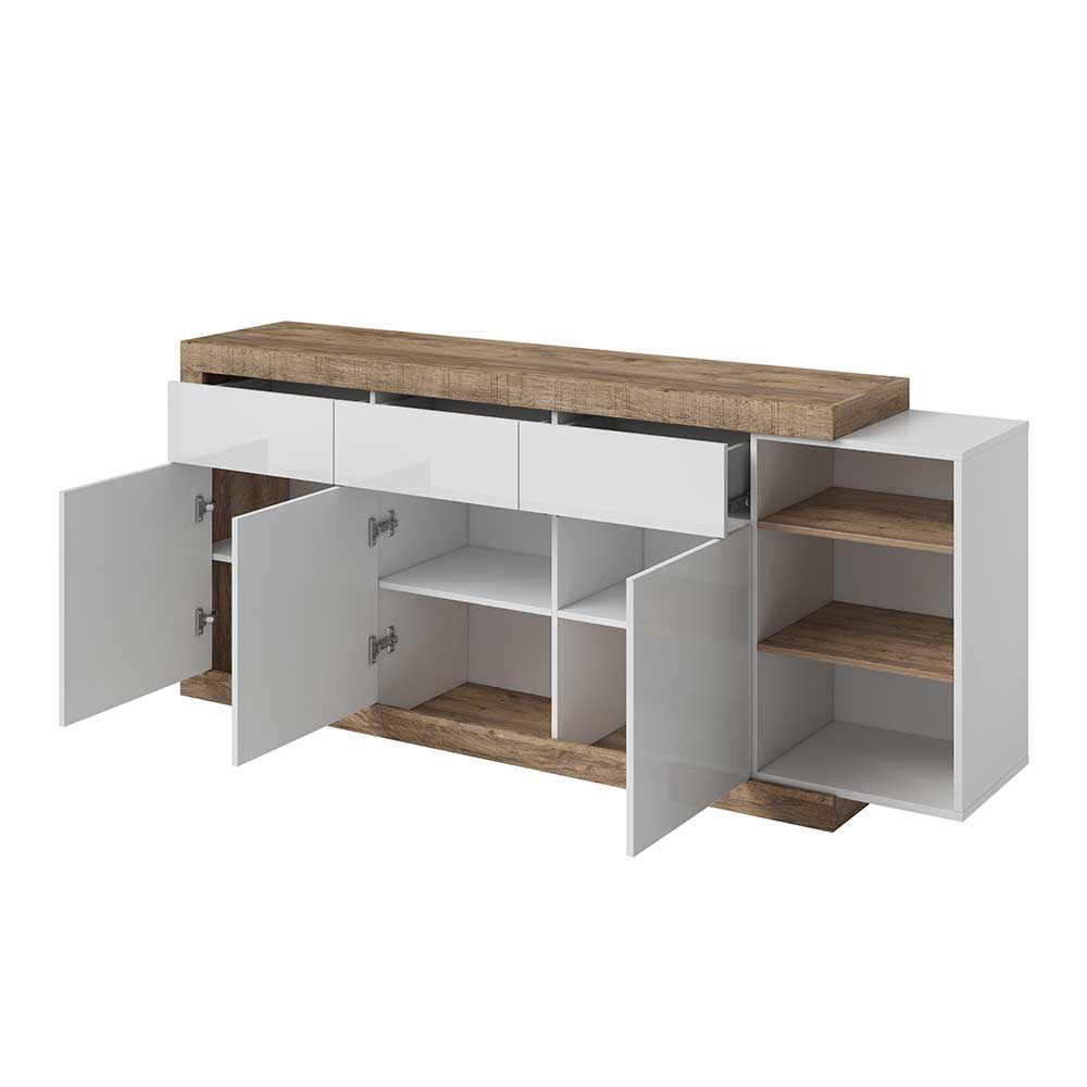 200x86x40 Hochglanz Anrichte in Weiß - Milvara