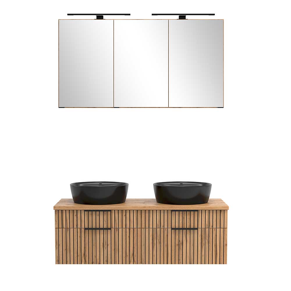 Design Doppel-Waschtisch & Spiegelschrank - Crystoga (zweiteilig)