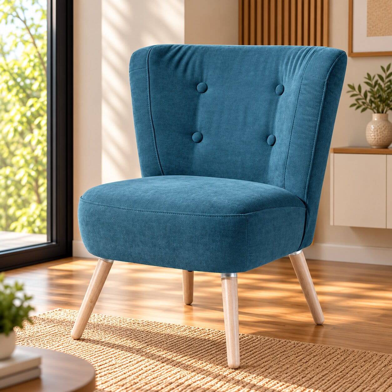 Sessel in Petrol Blau Velours - Curedo