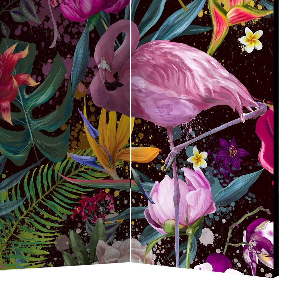 Farbenfroher Paravent mit Flamingo Dschungel Motiv - Ponzet