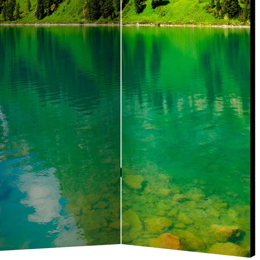 Fotodruck Paravent Bergsee Panorama - Magur