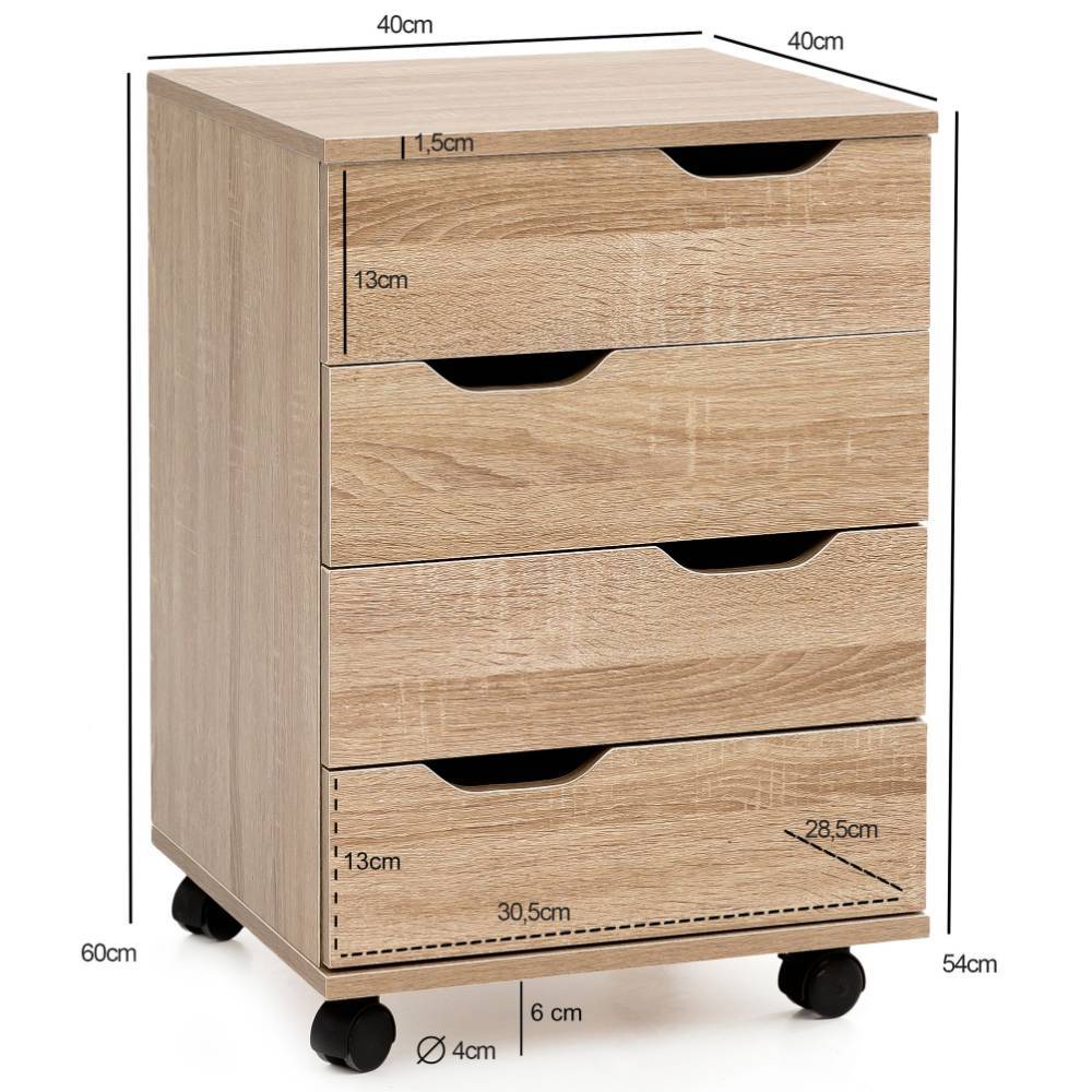 Office Rollcontainer in Sonoma Eiche - Broziano