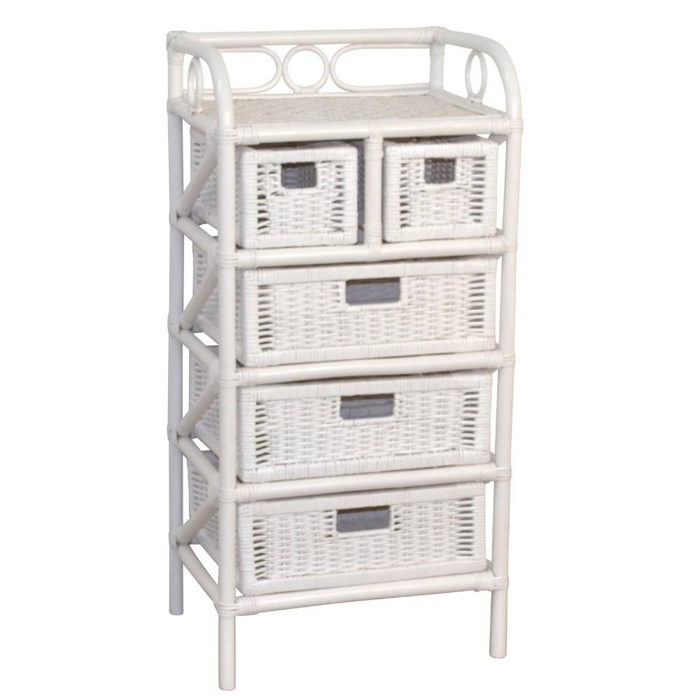 Boho Style Regal aus Rattan in Weiß - Ashron