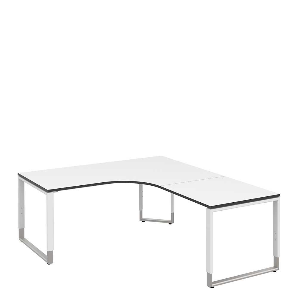 L Schreibtisch Papetina in Weiß Grau