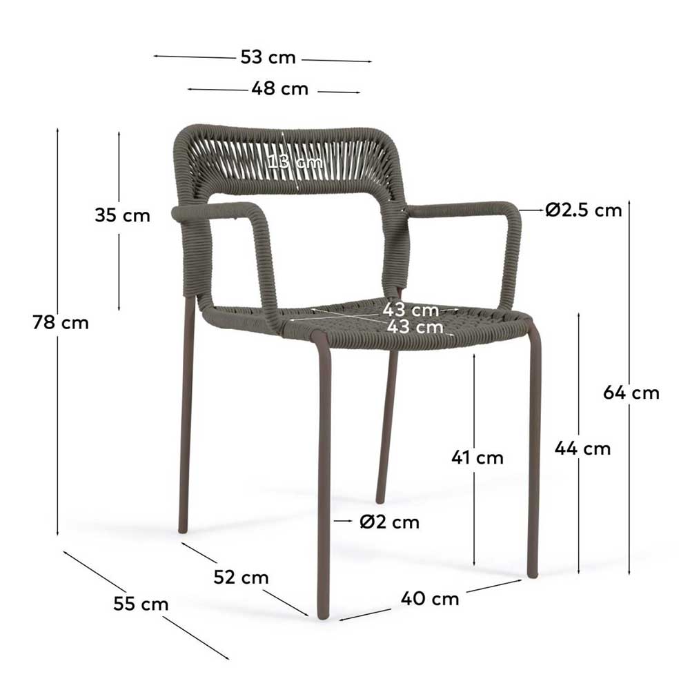 Armlehnenstühle in Dunkelgrün Kordelgeflecht - Tanazon (4er Set)