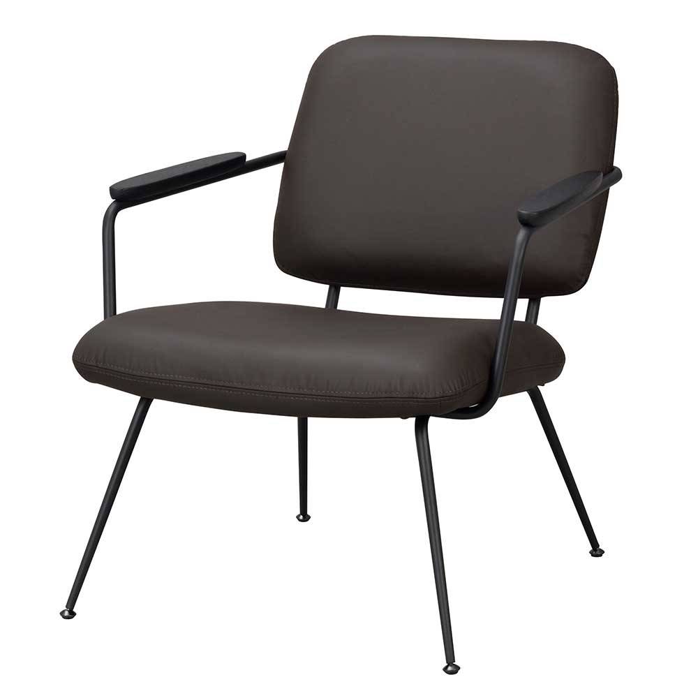 Retro Stuhl Sessel aus Leder in Braun - Opry