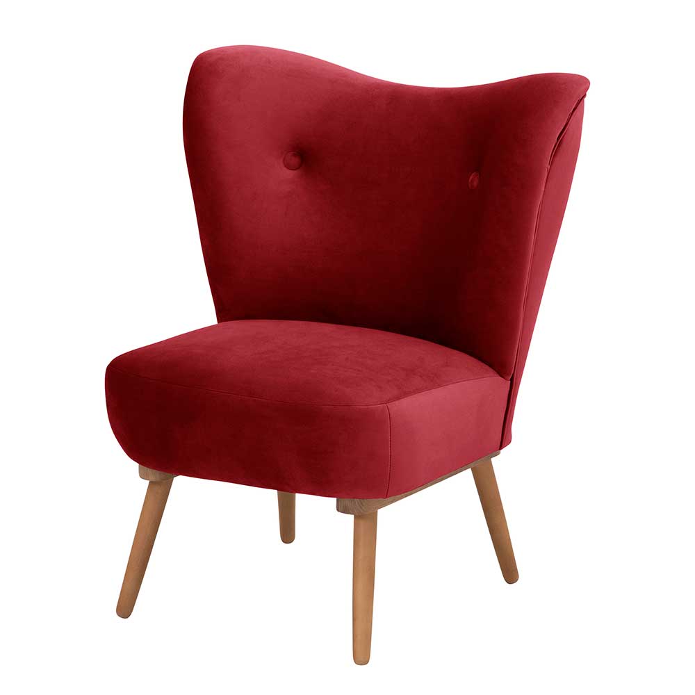 Samtvelours Sessel in Rot und Erle - Rodarissa
