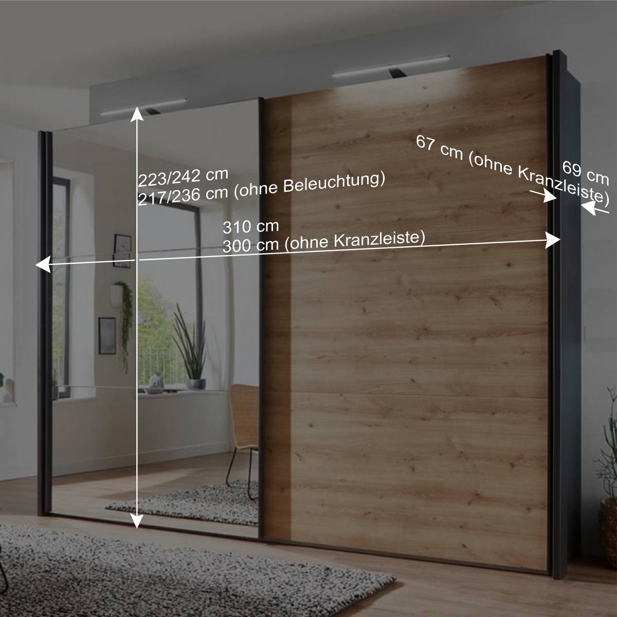 Schlafzimmer Schiebetürenschrank mit Spiegel - Brusetta