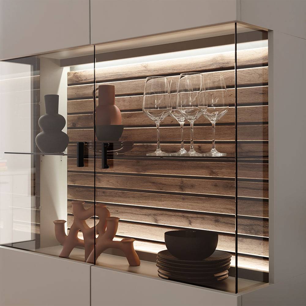 Wohnzimmer Anbauwand in Grau - Teorina (dreiteilig)