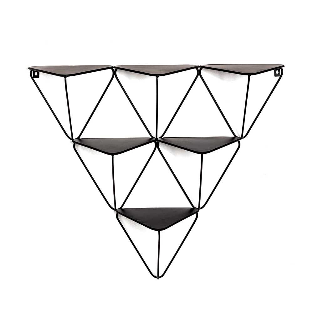 72x63x22 Dreieck Hängeregale aus Metall in Schwarz - Sarosca (2er Set)