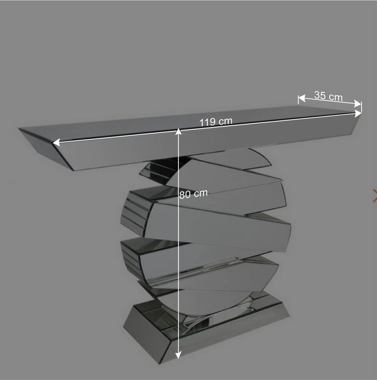 119x80x35 Design Konsoltisch in Spiegel Optik - Maroco