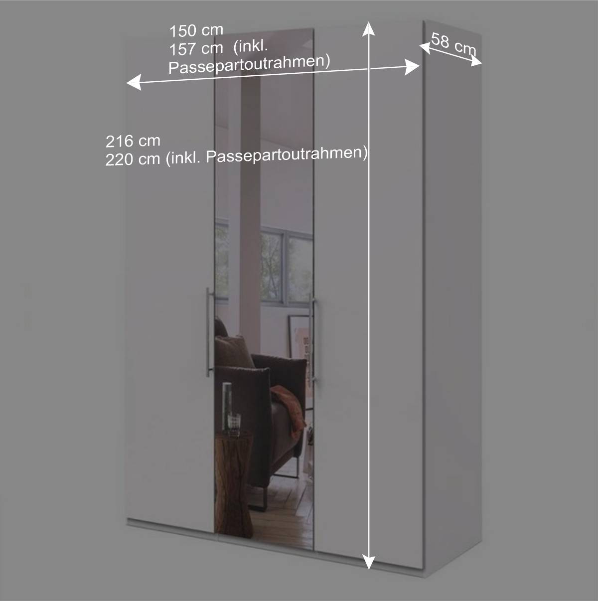 Moderner Kleiderschrank mit Spiegel - Donpiave