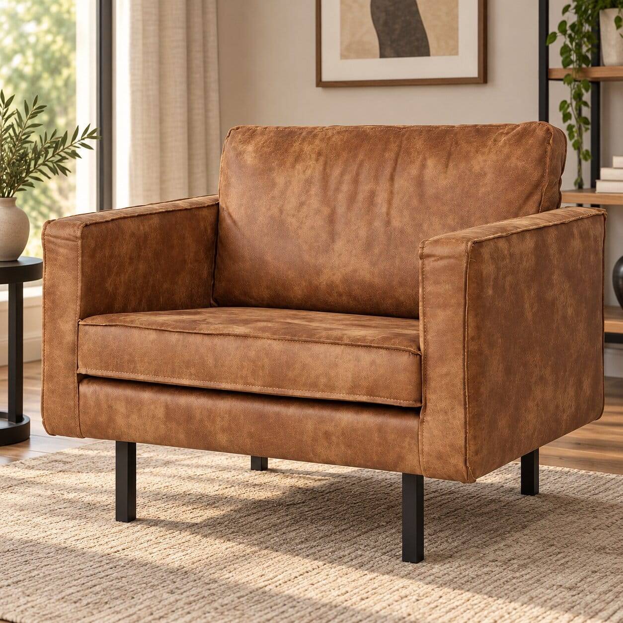 Polstersessel Trokey in Cognac Braun