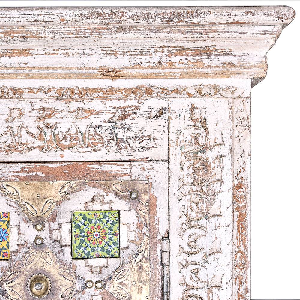 Shabby Chic Wohnzimmerschrank in Antikweiß - Mirell