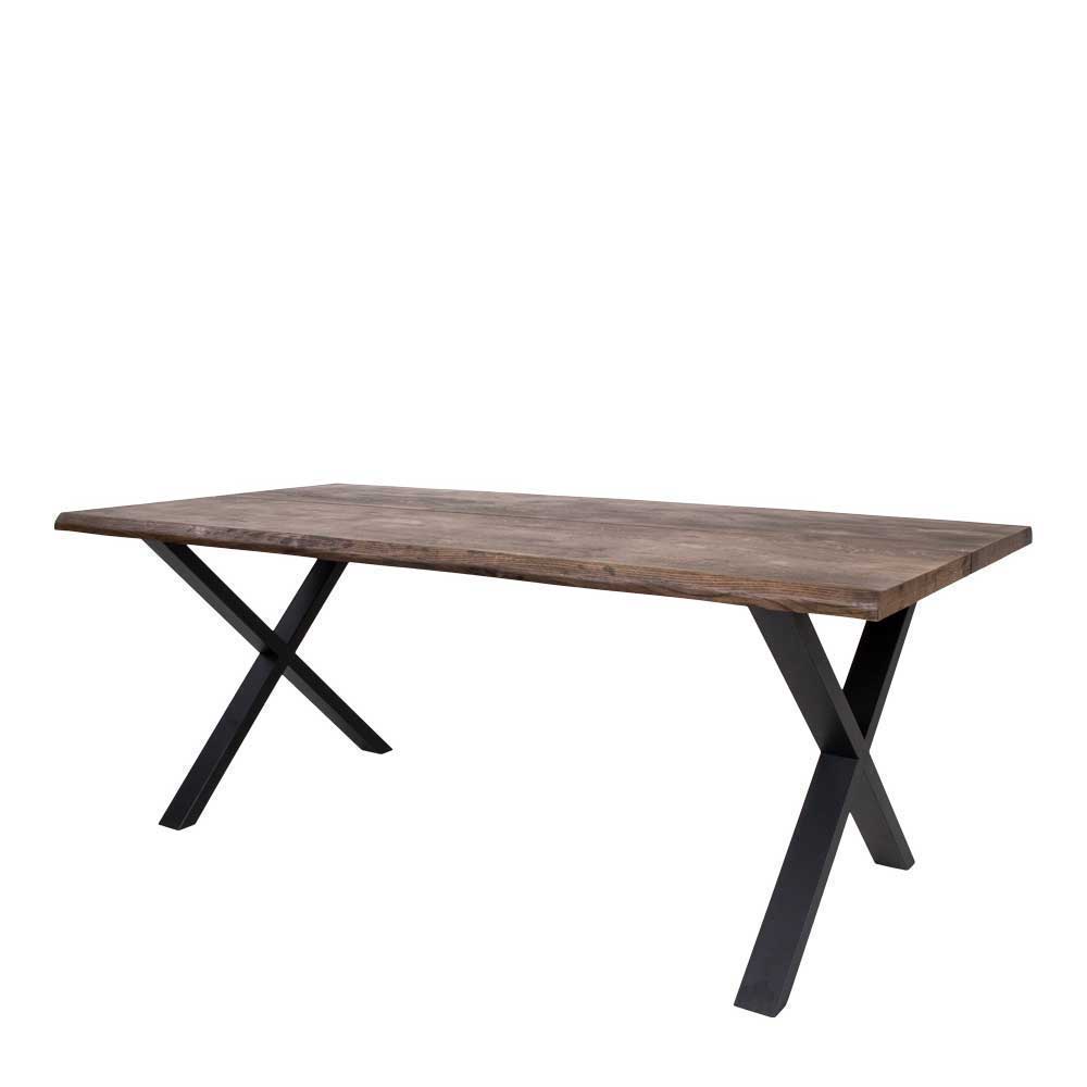 Tisch mit X-Füßen & Stühle - Morescan (fünfteilig)