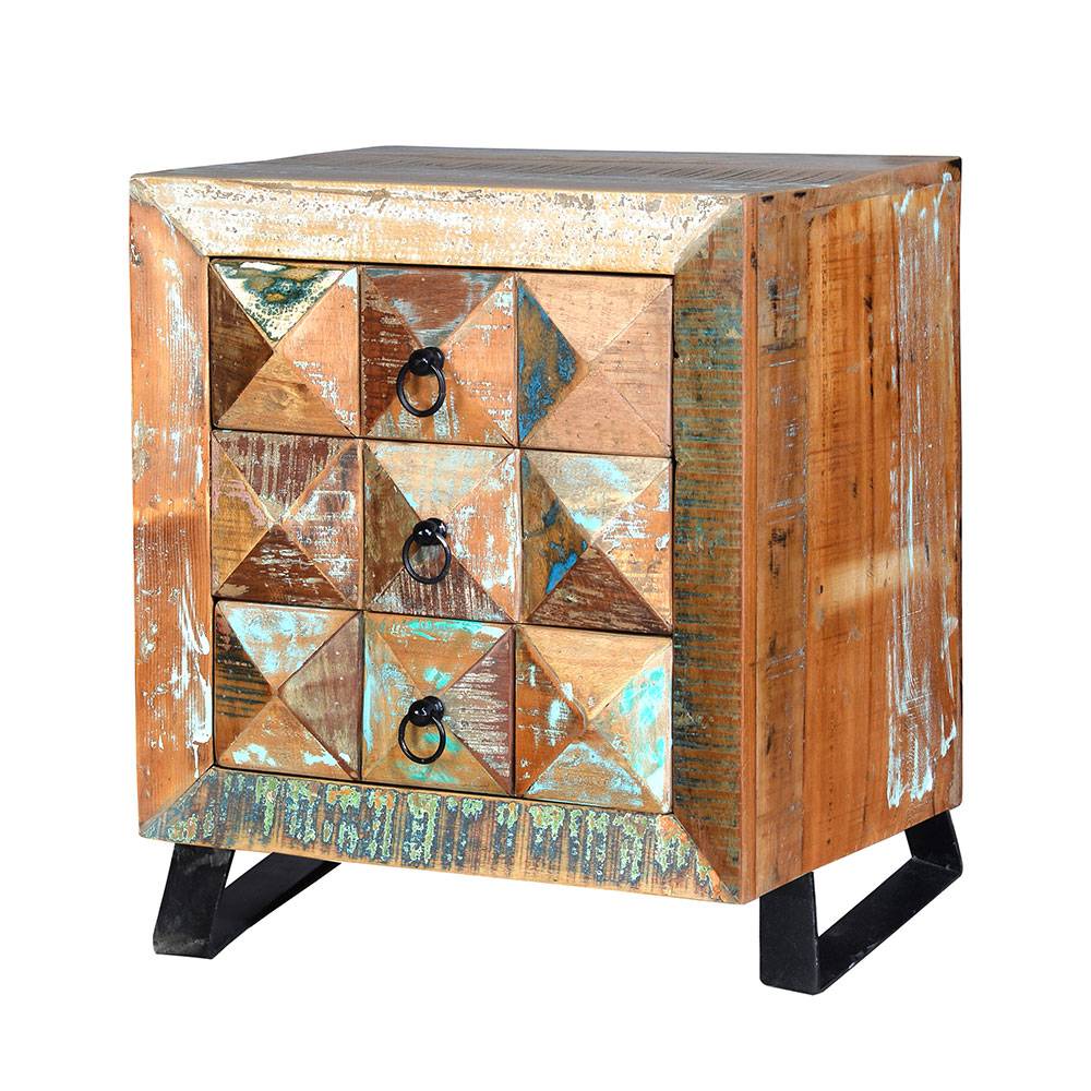 Shabby Design Nachtkommode aus Recyclingholz - Zeremonia