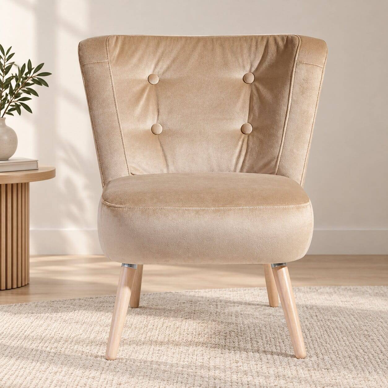 Sessel aus Samtvelours Beige - Modena