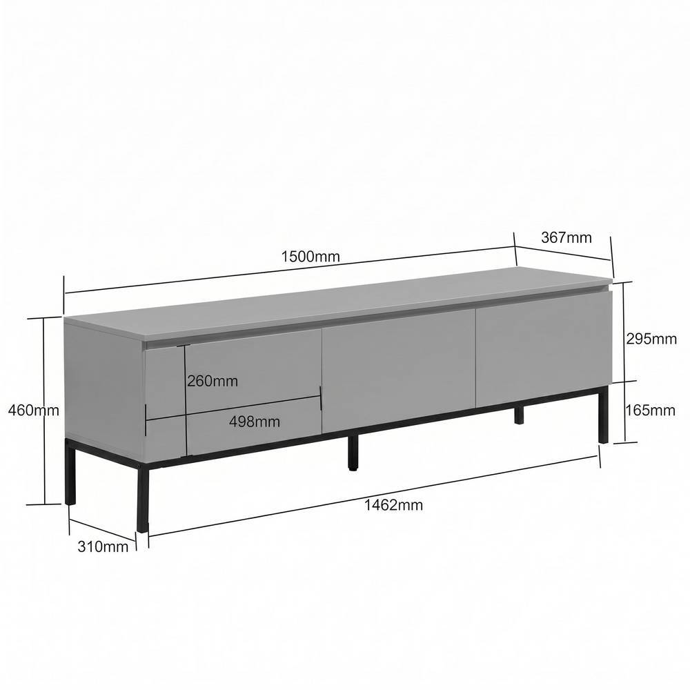 TV Lowboard in Grau und Schwarz - Vicetto