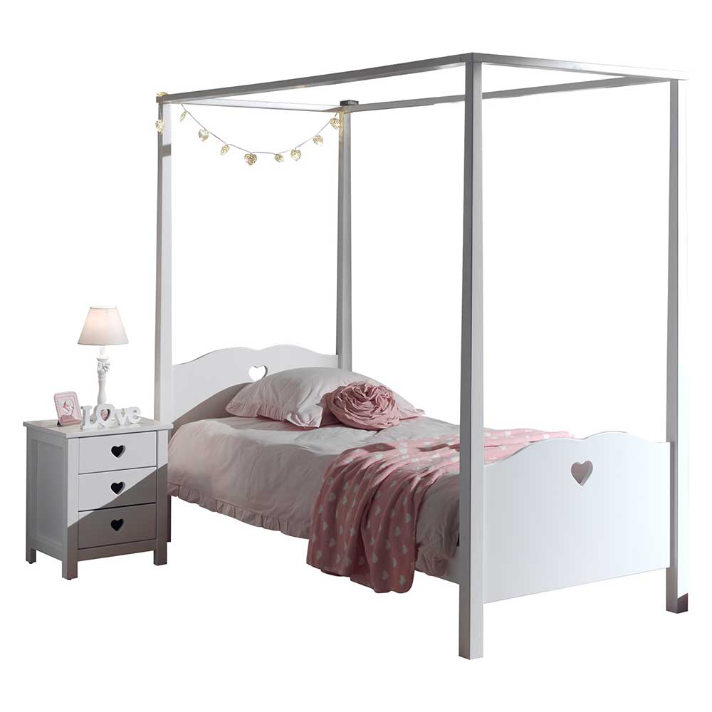 Herz Design Himmelbett in Weiß - Grandory