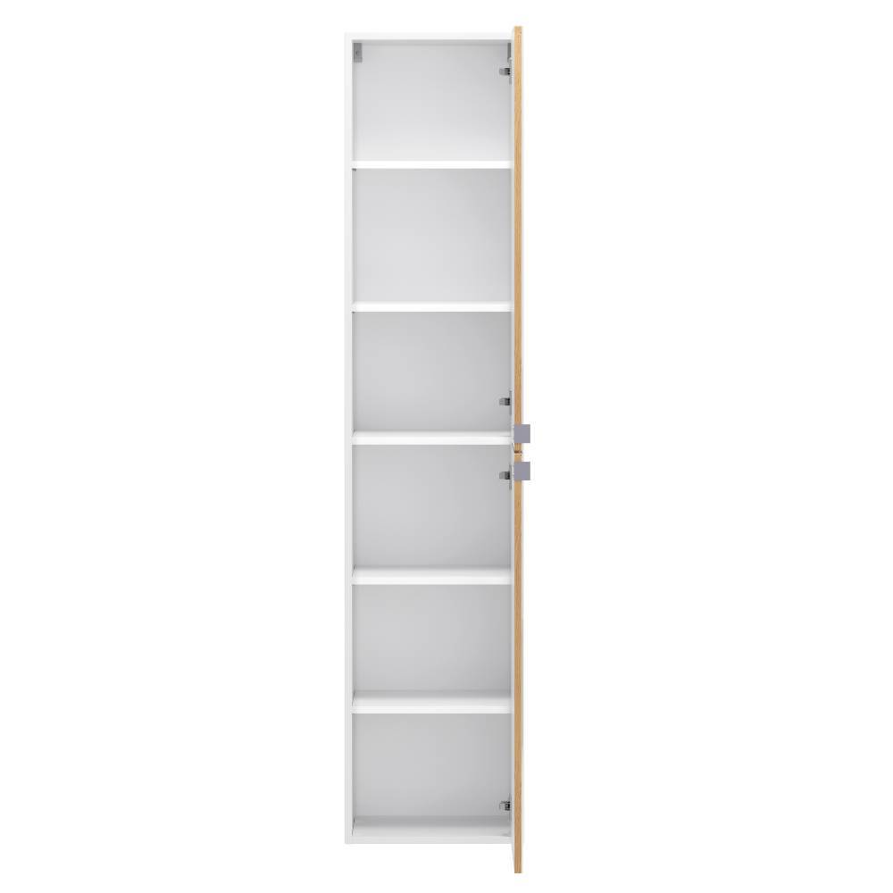 Bad-Hochschrank mit Spiegeltüren in Mattweiß - Yvonja
