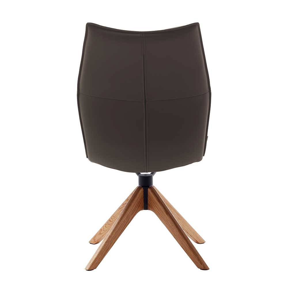 Esszimmerstuhl in Dunkelbraun Leder - Blacki (2er Set)