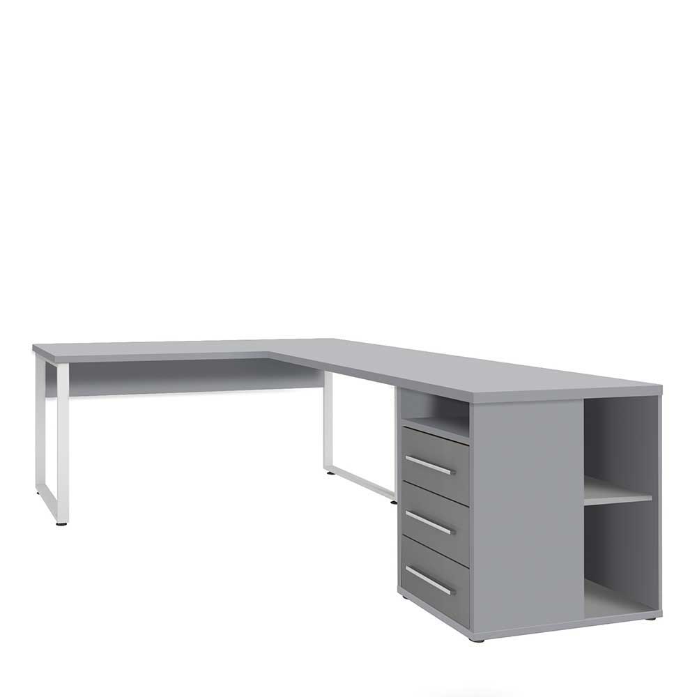 Büromöbel Kombination in Grau & Weiß - Tederana (fünfteilig)