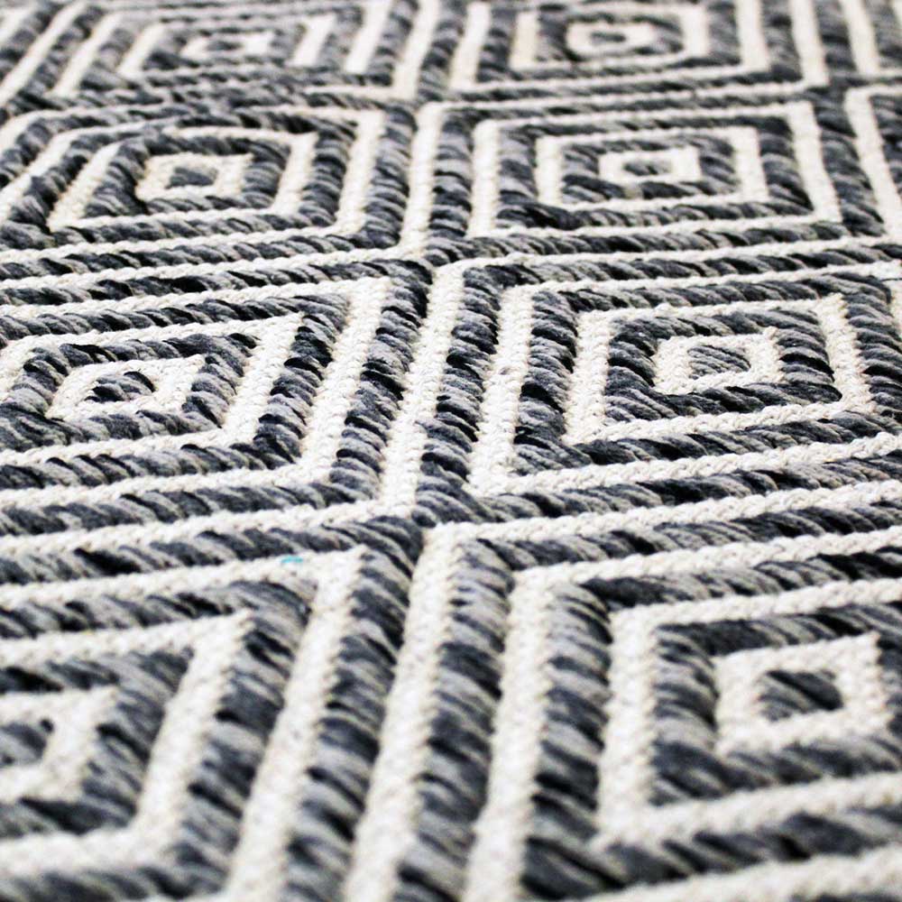 Teppich aus Baumwolle in Grau und Creme - Malinsa
