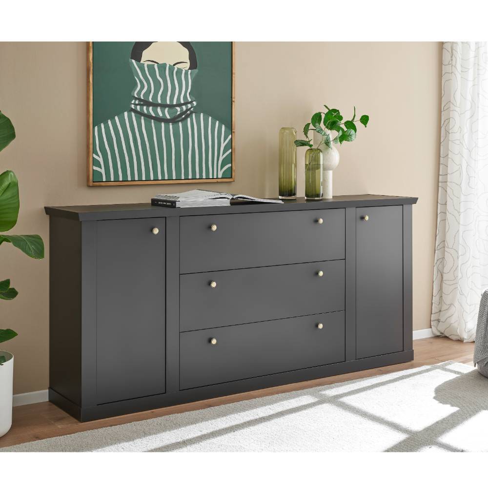 Modern Country Sideboard in Mattschwarz - Lulumo