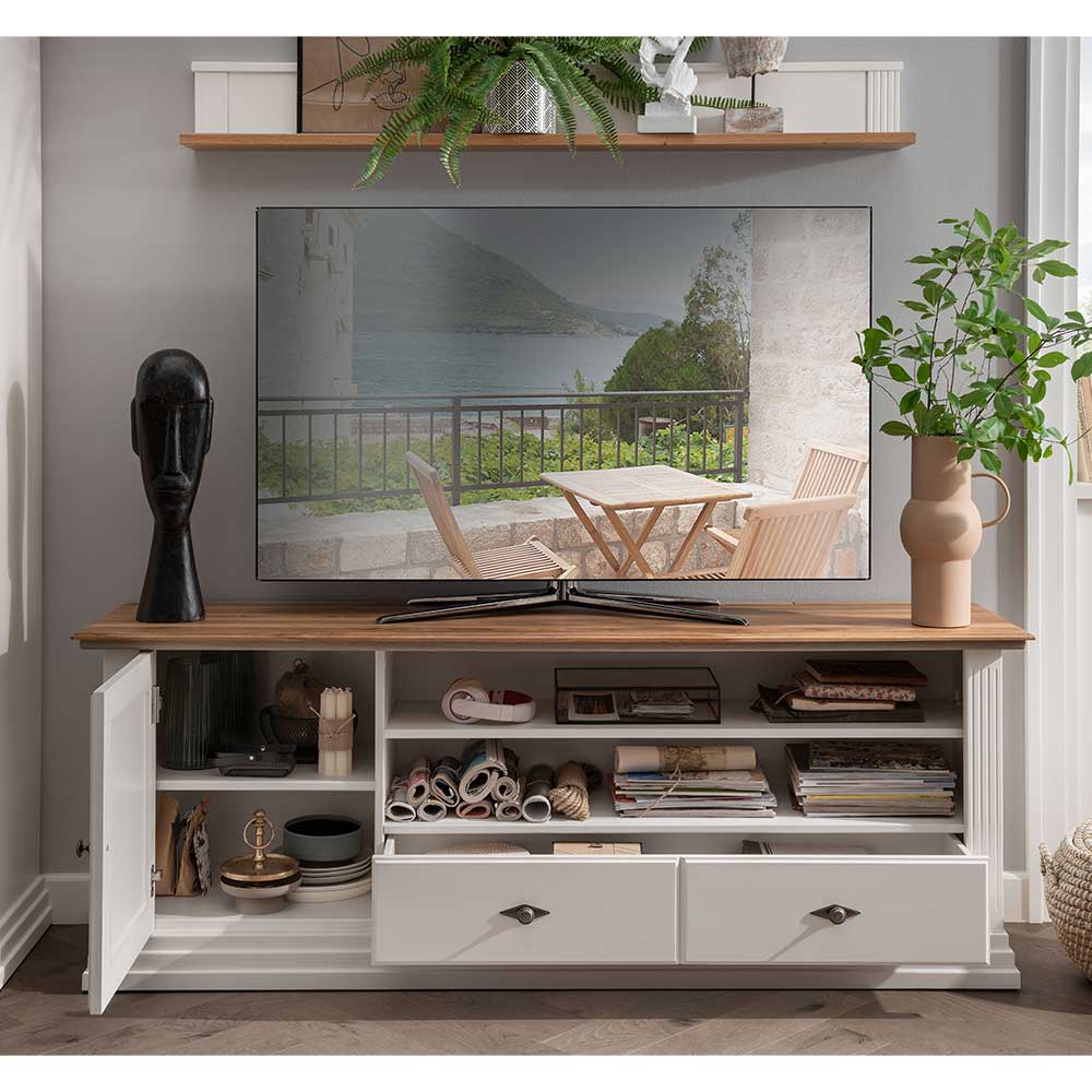 Landhaus Style TV Board in Weiß - Henry