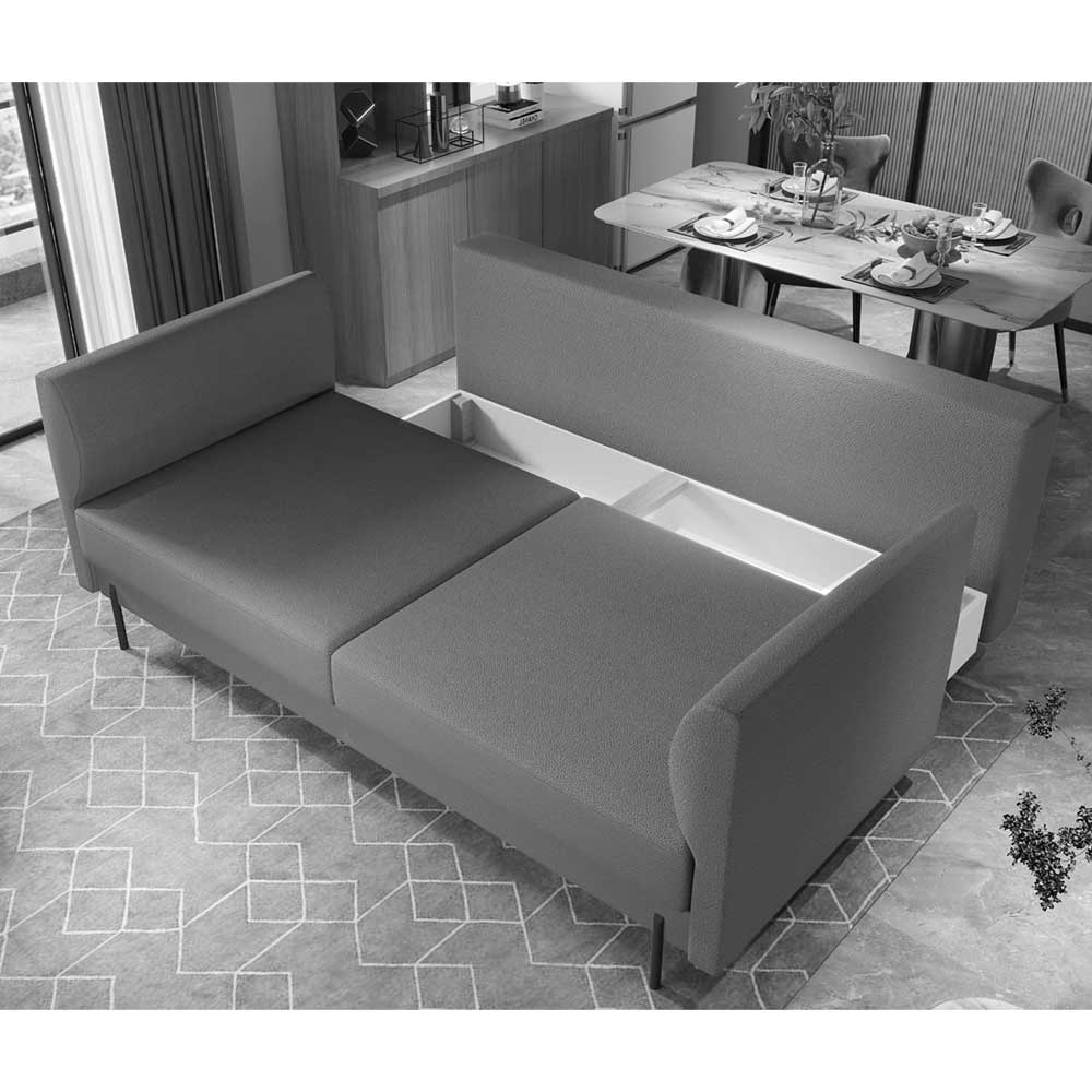 Schlafsofa in meliertem Blaugrau Stoffbezug - Ipsum