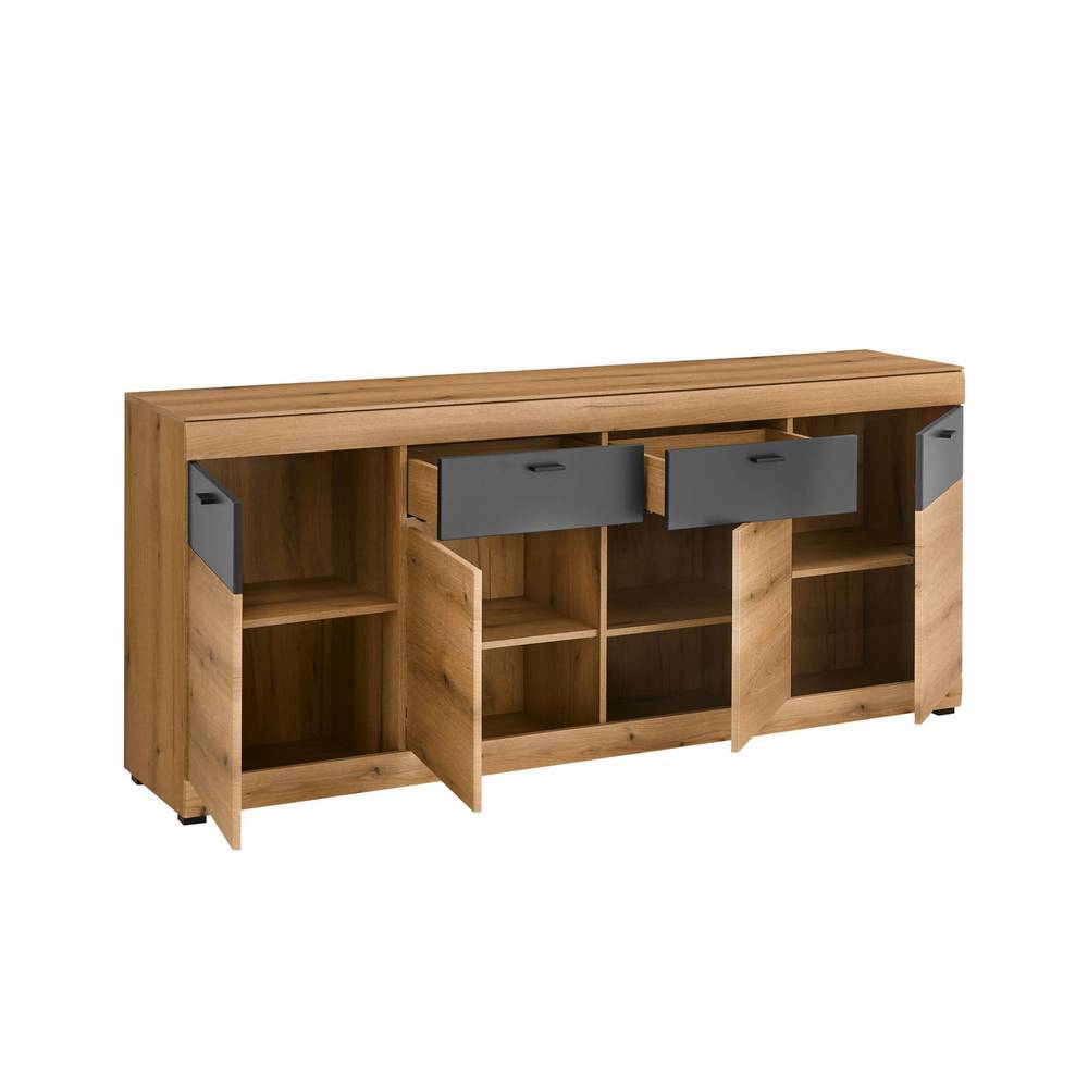 Vitrine und Sideboard Set in Eiche Optik - Addara (zweiteilig)