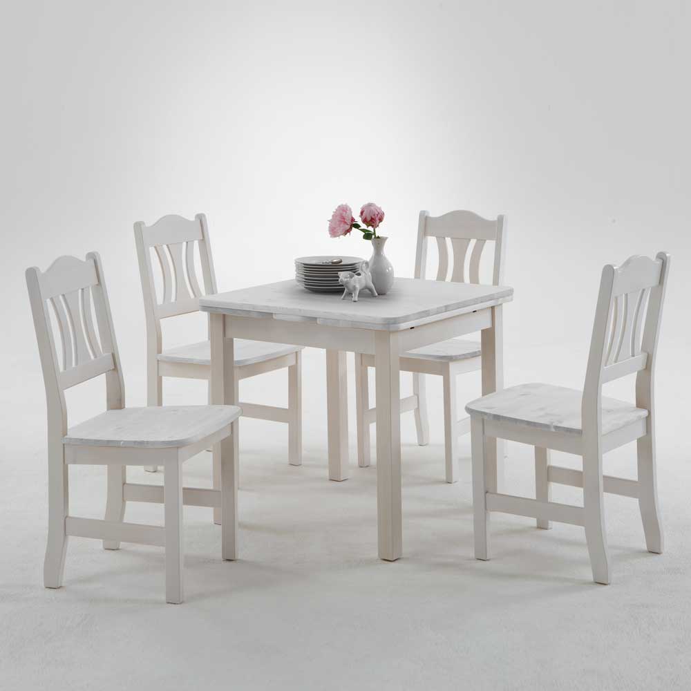 Esstisch mit Stühlen Vironegras in Weiß (fünfteilig)