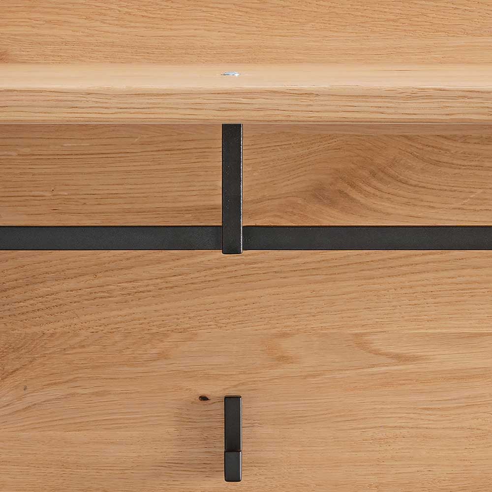 Wandgarderobe aus Asteiche Massivholz und Metall - Zonga