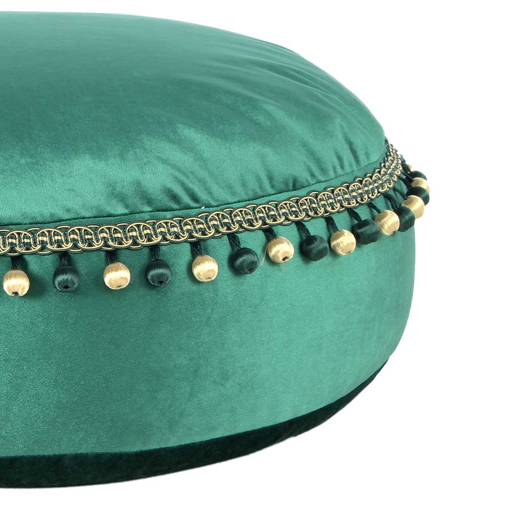 Ethno Stil Pouf Bodenkissen in Grün Samt - Parana